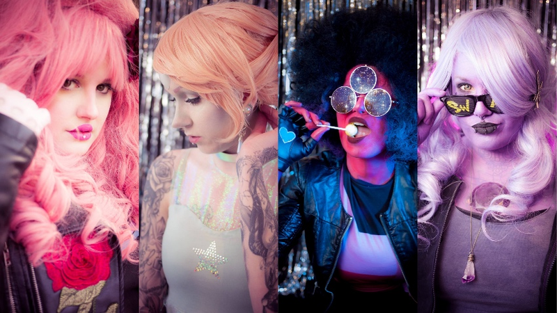 From left: Glasmond as Rose Quartz, Cira Last Vegas as Pearl, Sarah Nieves “Schpog” as Garnet, and Prinzessin Dachi as Amethyst